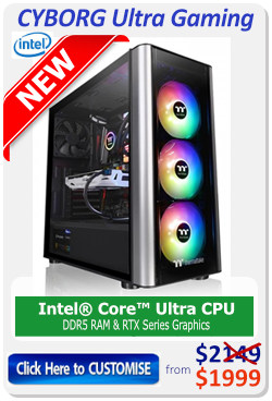 Intel's 14th Gen CPU PC with nVidia 30 Series graphics card options available.